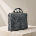 کیف اداری چرم طبیعی  (طرح کروکو - رنگ طوسی)