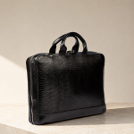 کیف اداری چرم طبیعی  (طرح لیزارد - رنگ مشکی)