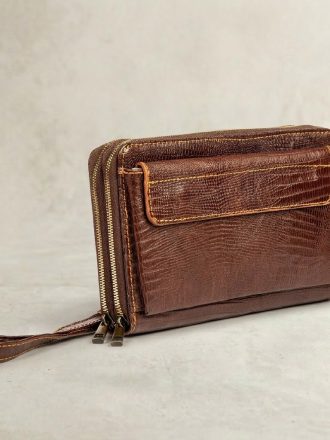 کیف دستی چرم طبیعی مدل (قهوه ای - لیزارد )